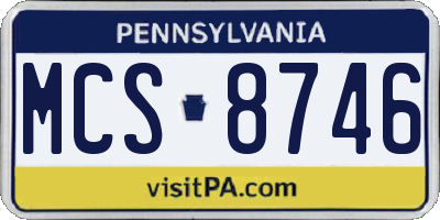 PA license plate MCS8746