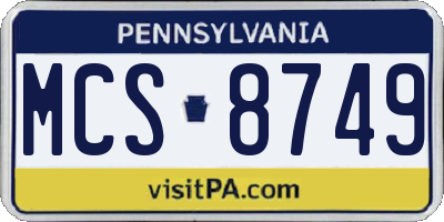 PA license plate MCS8749