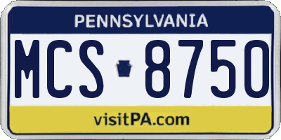 PA license plate MCS8750