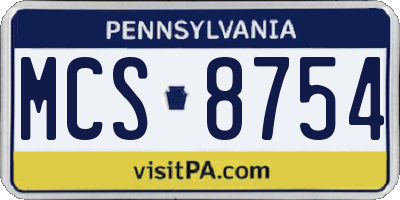PA license plate MCS8754