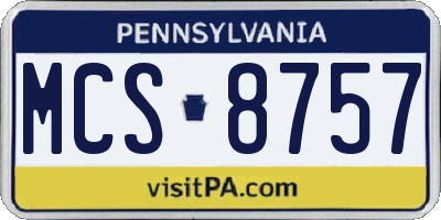 PA license plate MCS8757