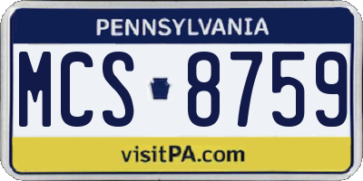 PA license plate MCS8759