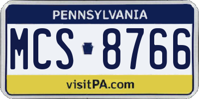 PA license plate MCS8766