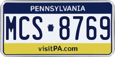 PA license plate MCS8769