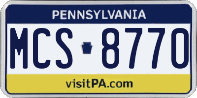 PA license plate MCS8770