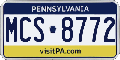 PA license plate MCS8772