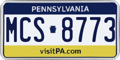 PA license plate MCS8773