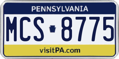 PA license plate MCS8775
