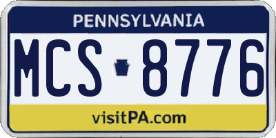 PA license plate MCS8776