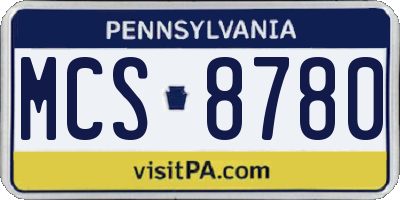 PA license plate MCS8780