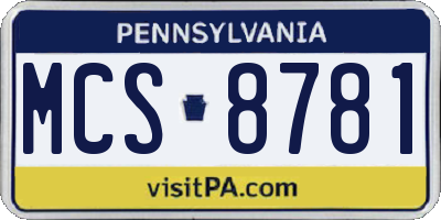 PA license plate MCS8781