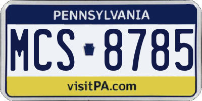 PA license plate MCS8785