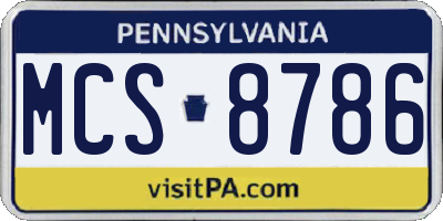 PA license plate MCS8786