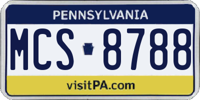 PA license plate MCS8788