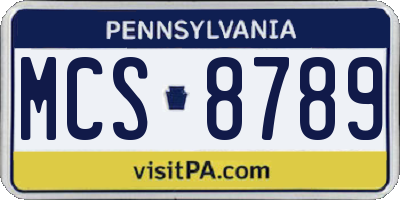 PA license plate MCS8789