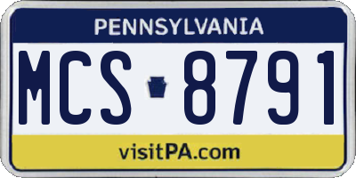 PA license plate MCS8791