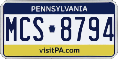PA license plate MCS8794