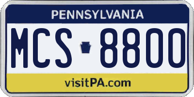 PA license plate MCS8800