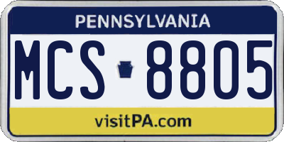 PA license plate MCS8805