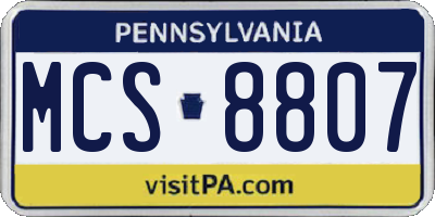 PA license plate MCS8807