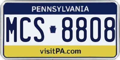 PA license plate MCS8808
