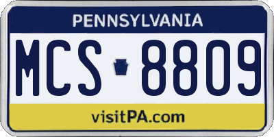 PA license plate MCS8809