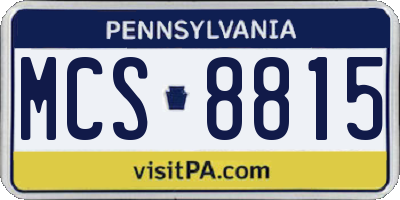 PA license plate MCS8815