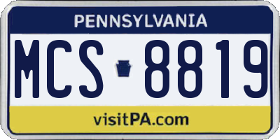 PA license plate MCS8819