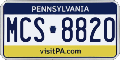 PA license plate MCS8820