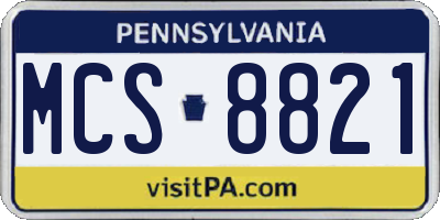 PA license plate MCS8821