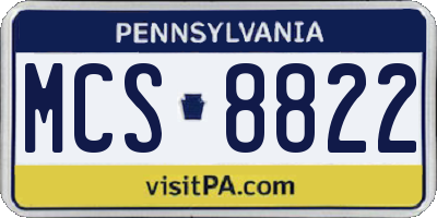 PA license plate MCS8822