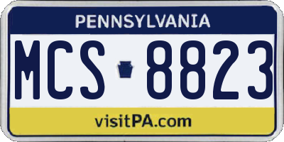 PA license plate MCS8823