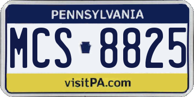 PA license plate MCS8825