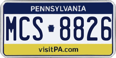 PA license plate MCS8826