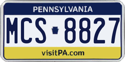 PA license plate MCS8827