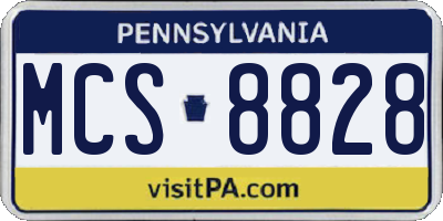 PA license plate MCS8828