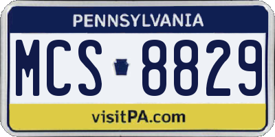 PA license plate MCS8829