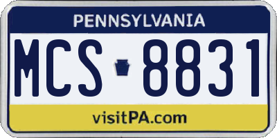PA license plate MCS8831