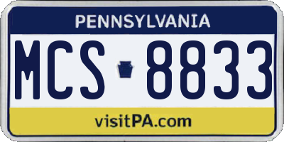 PA license plate MCS8833