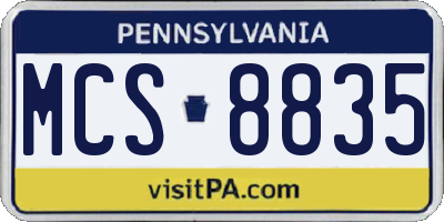PA license plate MCS8835