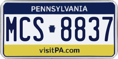 PA license plate MCS8837