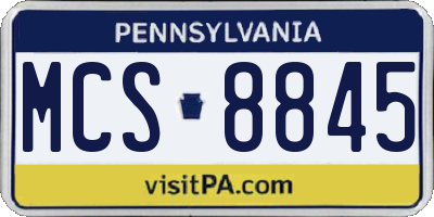 PA license plate MCS8845