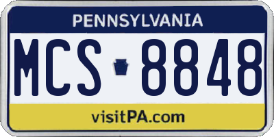 PA license plate MCS8848