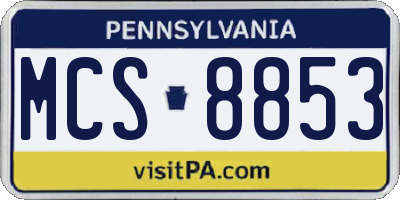 PA license plate MCS8853