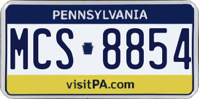 PA license plate MCS8854