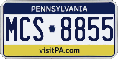 PA license plate MCS8855