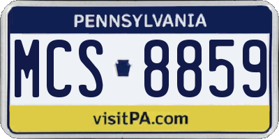 PA license plate MCS8859