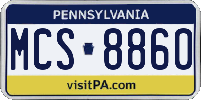 PA license plate MCS8860