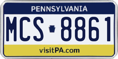 PA license plate MCS8861