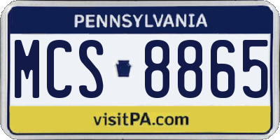 PA license plate MCS8865